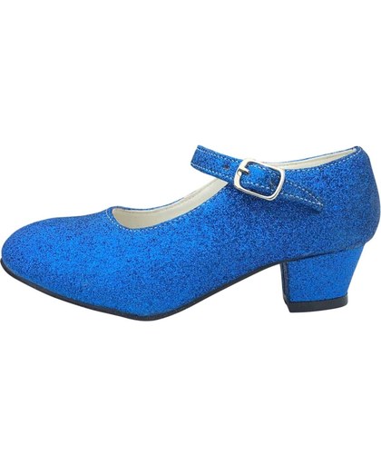 Spaanse Prinsessen schoenen donker blauw glitter maat 29 (binnenmaat 18,5 cm) bij jurk