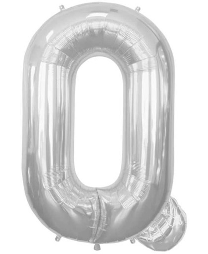 Zilverkleurige letterballon letter Q - 86 cm