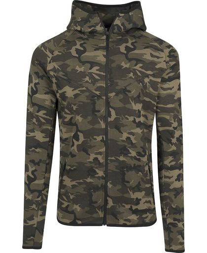 Urban Classics Interlock Camo Zip Jacket Vest met capuchon woodland