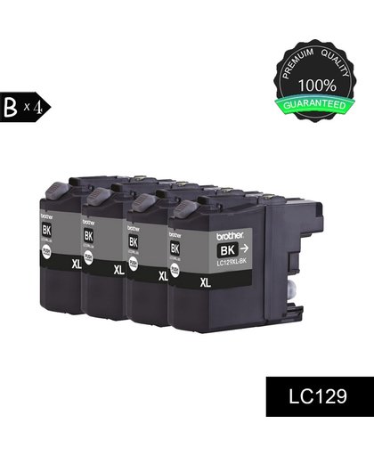 4 Brother Compatibele Inktcartridges LC129XL voor Brother MFC-J6720DW, Brother MFC-J6920DW - Zwart
