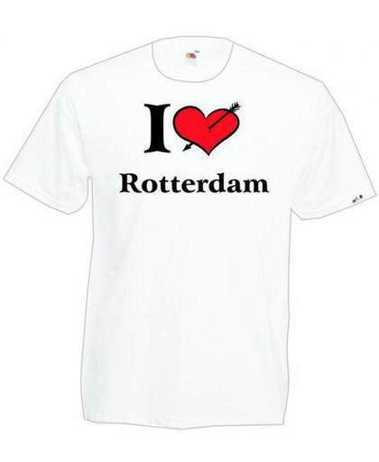 Mijncadeautje Heren T-shirt wit maat M I love Rotterdam