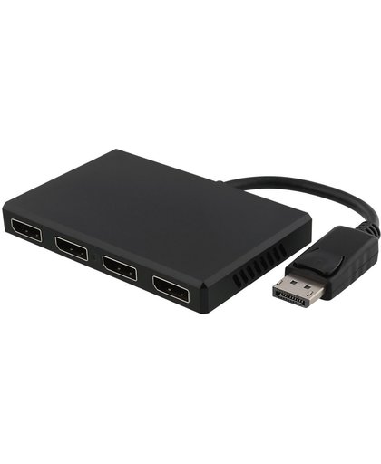 DELTACO DP-912, DisplayPort naar 4x DisplayPort MST hub, 3840x2160 in 60Hz, zwart