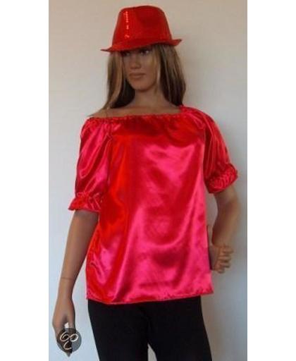 Dames blouse glimmend rood in de maat 36/38