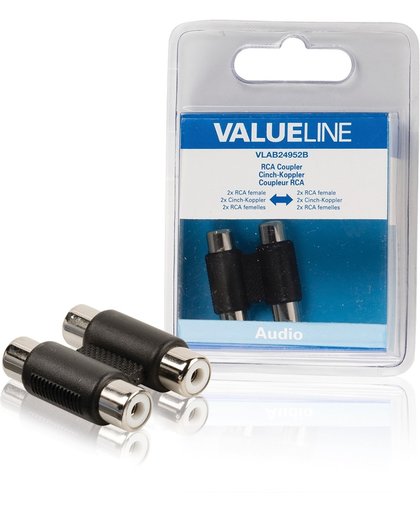 Valueline VLAB24952B 2x RCA Vrouwelijk 2x RCA Vrouwelijk Zwart kabeladapter/verloopstukje