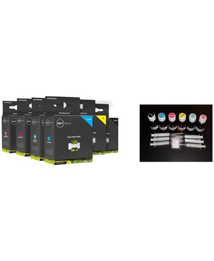 Inktmedia® -Navulinkt - Alternatief voor de Epson  set 6x 100ml Navul inkt refill inkt