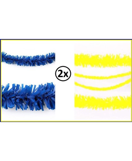 2x P.V.C. slinger Brandvertragend blauw en geel 10 mtr