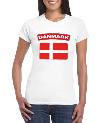 Denemarken t-shirt met Deense vlag wit dames XL