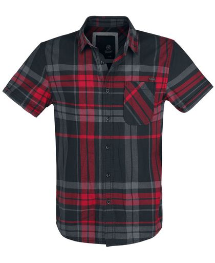 Brandit Mike Checkshirt Overhemd zwart-antraciet-rood