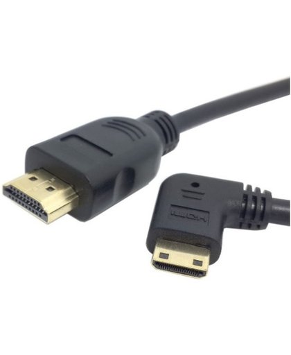 Coretek Mini HDMI - HDMI kabel haaks (versie 1) - zwart - 2 meter