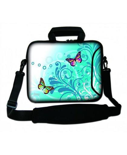 Sleevy 17.3 inch laptoptas gekleurde vlindertjes