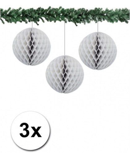 3x decoratie bal grijs 10 cm - papieren kerstbal
