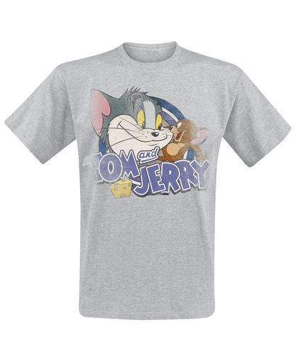 Tom & Jerry Retro Cartoon T-shirt grijs gemêleerd