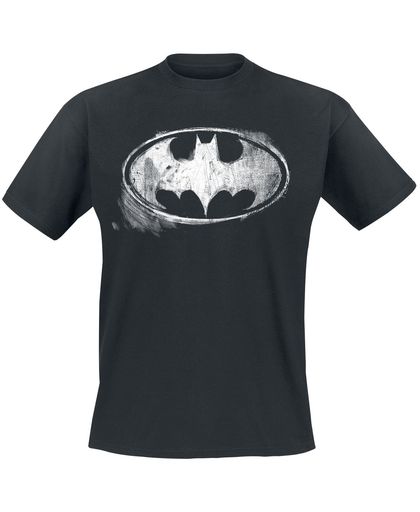 Batman Logo Mono Distressed T-shirt zwart
