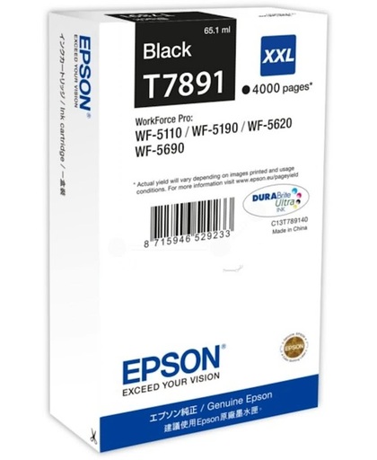 Epson T7891XXL - Inktcartridge / Zwart / Extra Hoge Capaciteit