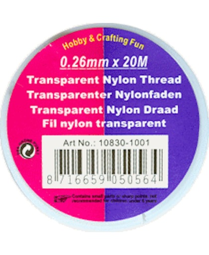 2 rolletjes Transparant Nylon Draad - 0,26mm x 20meter