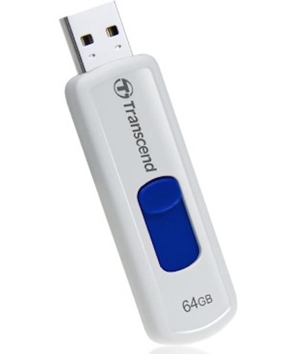 JetFlash 530 64GB White - Capless disign with sliding USB2 connector