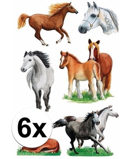 Paarden stickers 6 vellen - dieren stickers
