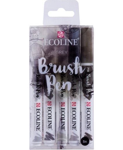 Talens Ecoline 5 brush pens "Grey"