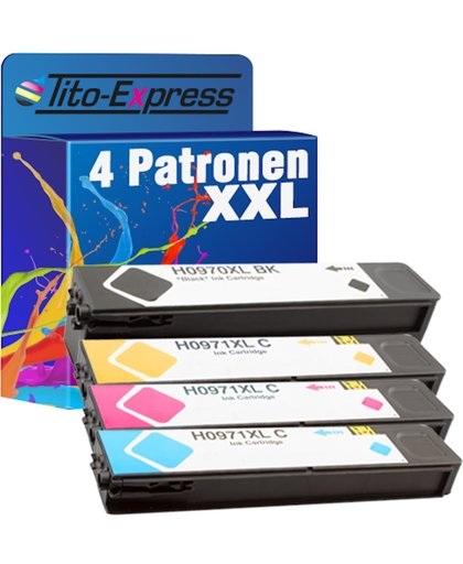 Tito-Express PlatinumSerie PlatinumSerie® 4 Cartridges XXL Black, Cyan, Magenta, Yellow. Compatible voor HP 970XL 971XL Pigment-Tinte/HP OfficeJet Pro X/ OfficeJet Pro X 450 Series / 451 DN / 451 DW / 470 Series / 476 DN / 476 DW / 551 DW / 576 DW