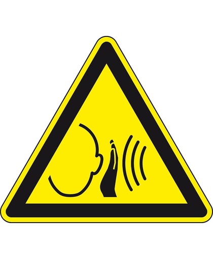 Waarschuwingssticker 'Waarschuwing voor plotseling optredend lawaai', ISO 7010, SL 100 mm