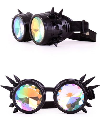 Steampunk goggles zwart met spikes