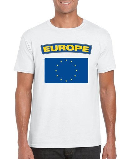 Europa t-shirt met Europese vlag wit heren XL