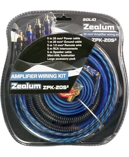 Zealum ZPK-20S2  Aansluitset / Kabelset 20mm2 voor auto versterker of actieve subwoofer - incl. alle benodigde kabels