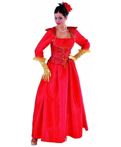 Luxe rode Markiezin jurk met goud brocaat - Verkleedkleding dames maat 38-40