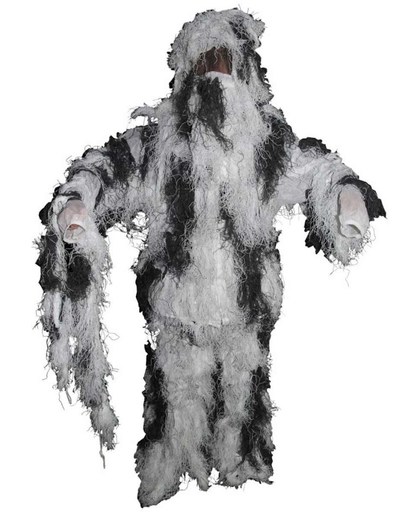 MFH Camouflage pak 'Ghillie Suit' (Jas broek en hoed) sneeuwcamouflage