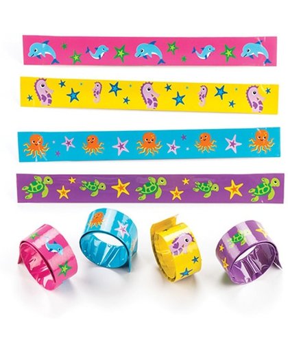 Klaparmbanden met zeevriendjes voor kinderen - Een leuk cadeautje voor in uitdeelzakjes voor kinderen in de zomer (4 stuks per verpakking)