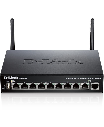 D-Link DSR-250N draadloze router Single-band (2.4 GHz) Gigabit Ethernet Zwart