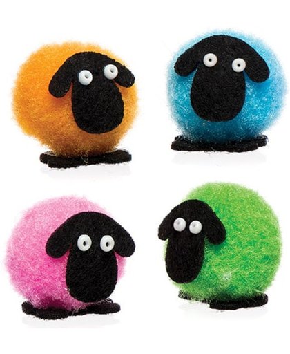 Mini-pompons met pluizige schapen die kinderen kunnen ontwerpen, maken en versieren   Creatieve paasknutselset voor kinderen (10 stuks per verpakking)