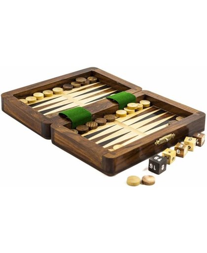 Luxe backgammon set, in reis-formaat, klein maar compleet-Backgammon mini set
