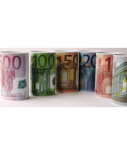 Spaarpot van blik  / Geldblik Euroafbeelding set van 6
