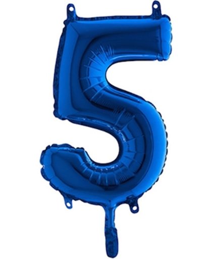 Folieballon cijfer '5' blauw (35cm)
