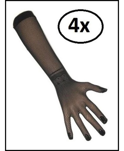 4x paar Nethandschoenen + vingers zwart lang