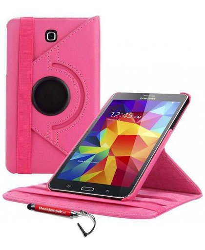 Hard roze 360 graden draaibare tablethoes Galaxy Tab 4 7.0 en uitschuifbare Hoesjesweb stylus