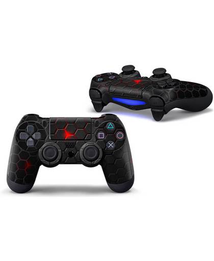 Hexagon Black Red - PS4 Controller Skin