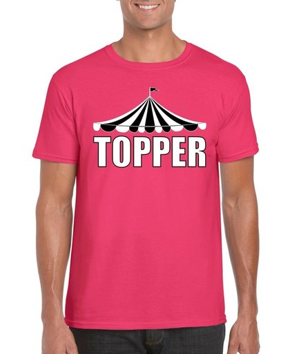 Toppers Pretty in Pink shirt Topper roze met witte letters voor heren - Toppers dresscode 2018 XL