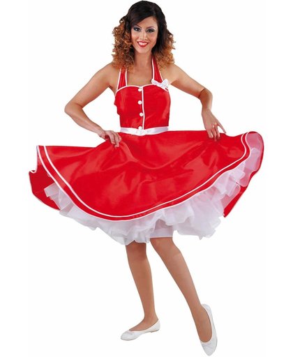 Rode Rock 'n Roll jurk met wijde rok - Fifties verkleedkleding dames maat 50-52