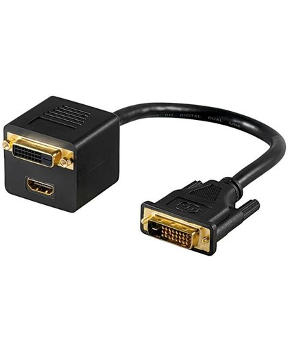 OKS DVI-D Dual Link 24+1pins mannelijk - DVI-D Dual Link 24+1pins en HDMI vrouwelijk adapter - 0,20 meter
