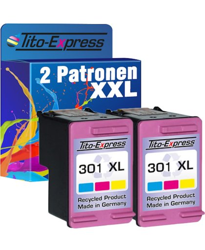 Tito-Express PlatinumSerie PlatinumSerie® 2 Cartridge/Patronen compatibel voor HP 301 XL Color met chip zodat de vulstand weer gaat