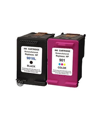 Merkloos   Inktcartridge / Alternatief voor de HP 901XL inktcartridge multipack 901BK/901CL zwart+kleur Cartridge