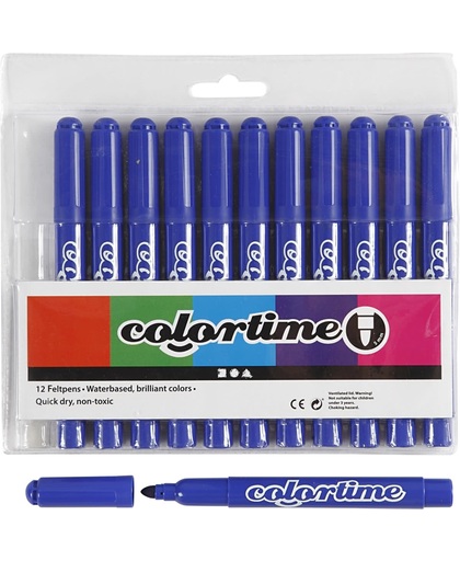 Colortime stift, 5 mm lijn, blauw, 12 stuks