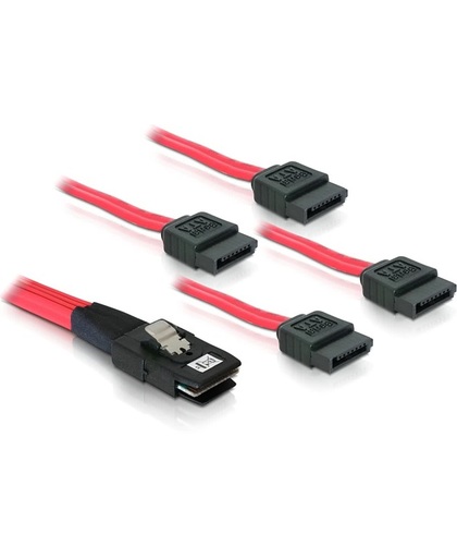 DeLOCK Cable mini SAS 36pin to 4x SATA 0.5m Rood SCSI-kabel