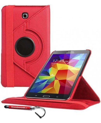 Rode 360 graden draaibare tablethoes Galaxy Tab 4 7.0 en uitschuifbare Hoesjesweb stylus