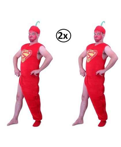 2x Rode peper 'i'm so hot' kostuum