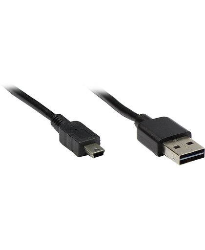 Alcasa USB 2.0 A/mini, 2m 2m USB A Mini-USB A Mannelijk Mannelijk Zwart USB-kabel