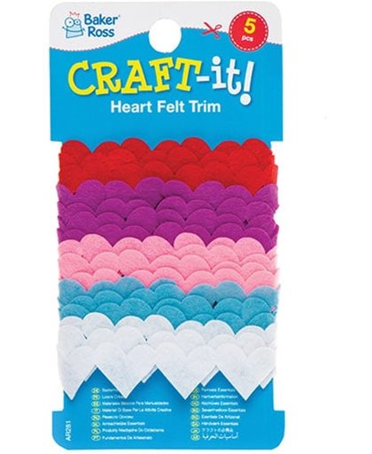 Hartvormige vilten versieringen die kinderen kunnen maken en versieren   Creatieve Valentijns-knutselset voor kinderen (5 stuks per verpakking)
