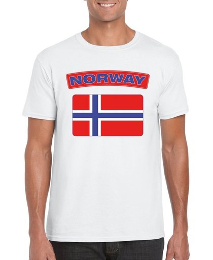 Noorwegen t-shirt met Noorse vlag wit heren S